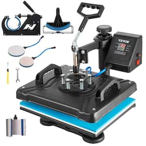 12 in. x 15 in. Heat Press Machine ETL/FCC Listed 5 in 1 Combo Swing Away T-Shirt Sublimation Transfer Printer, Black