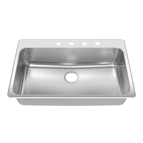 American Standard Prevoir Drop-In Brushed Stainless Steel 33.375 in. 4-Hole Single Bowl Kitchen Sink-DISCONTINUED