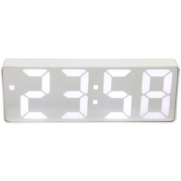 Infinity Instruments White Digital Tabletop Clock - 6.25 in. W x 2.25 in. H