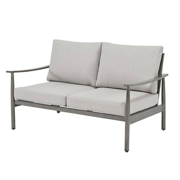 EGEIROSLIFE SleekLine Aluminum Outdoor Loveseat with Gray Cushions