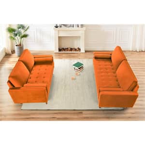 Monahan 2-piece Orange Velvet Living Room Set