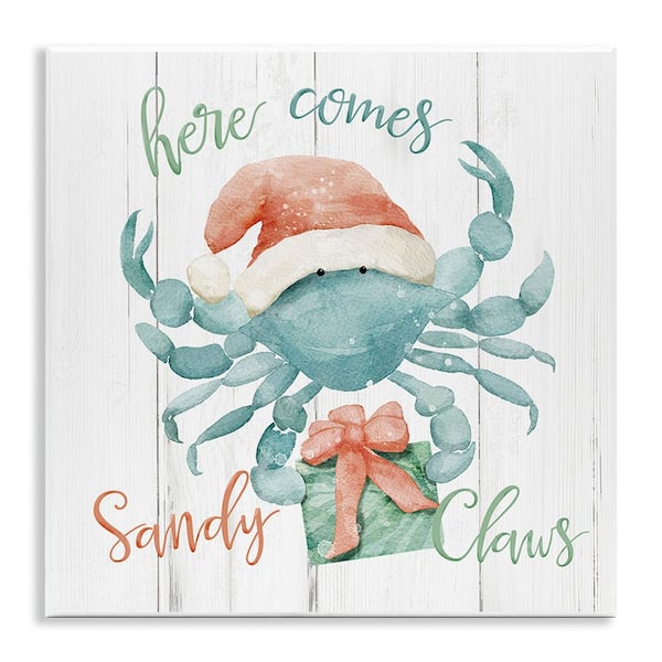 Stupell Industries Nautical Sandy Claws Crab by Deane Beesley 1-Piece Unframed Graphic Print Typography Poster Art Print 12 in. x 12 in.
