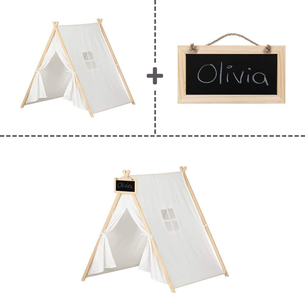 Sweedi Kids' Play Tent with Chalkboard in Organic Cotton and Pine
