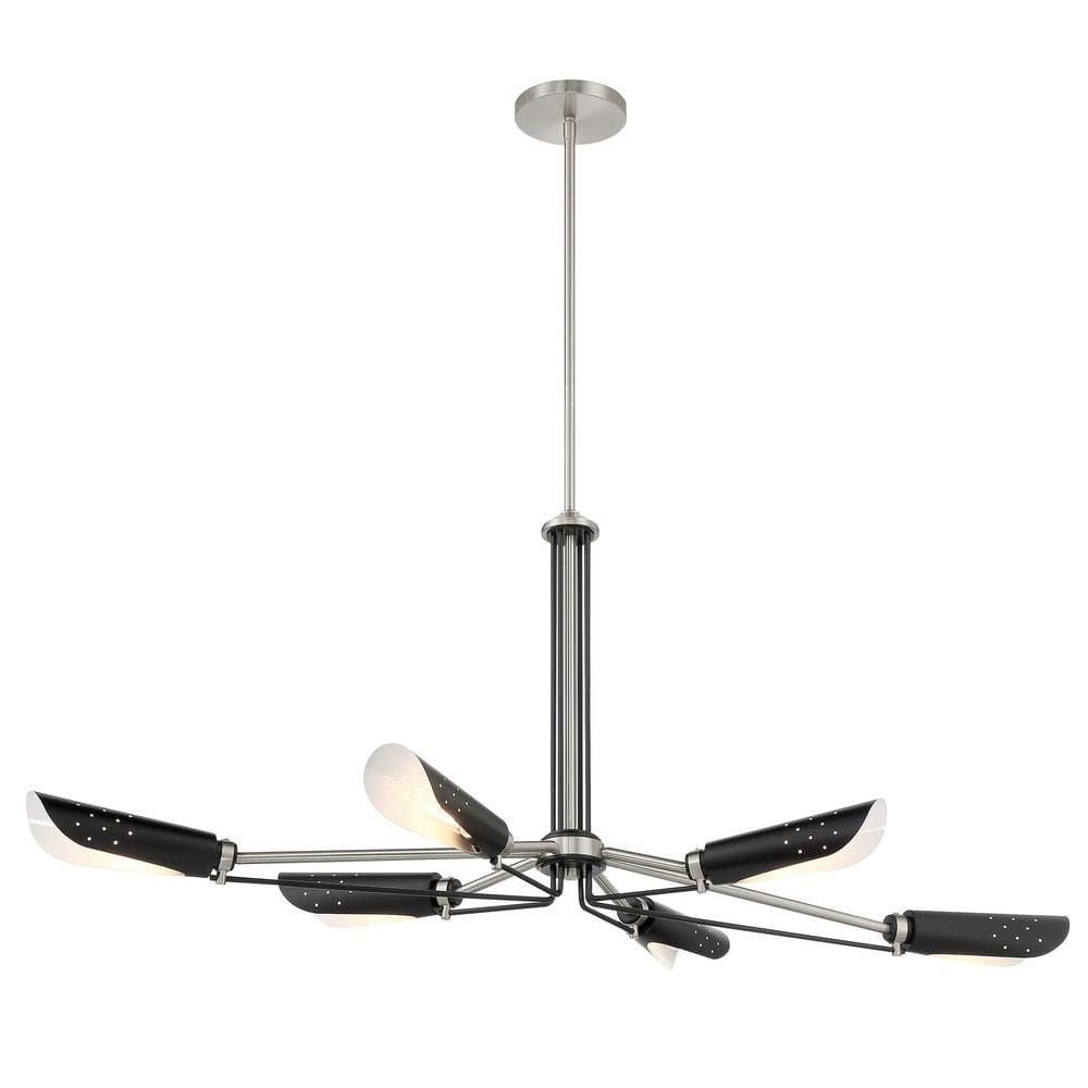 Turbine 6-Light Brushed Nickel and Black Island Chandelier with Steel Shades price history on PriceWatchPro