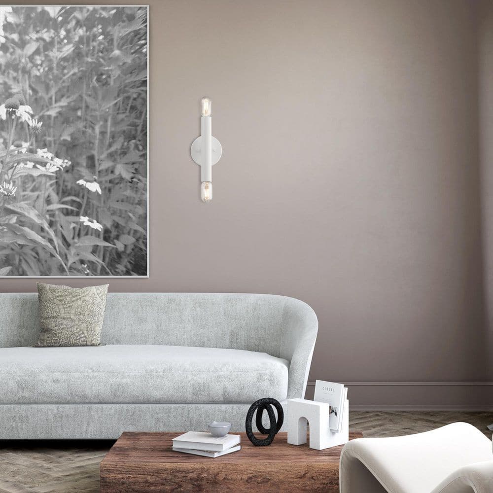 White Steel 2-Light Dimmable Wall Sconce