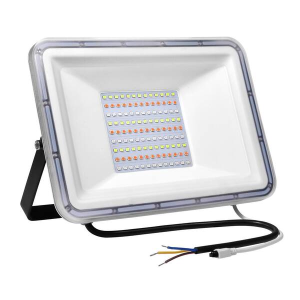 CIPACHO 100-Watt Black Outdoor Integrated LED Thin C8 Generation Flood Light RGB Light with Remote Control