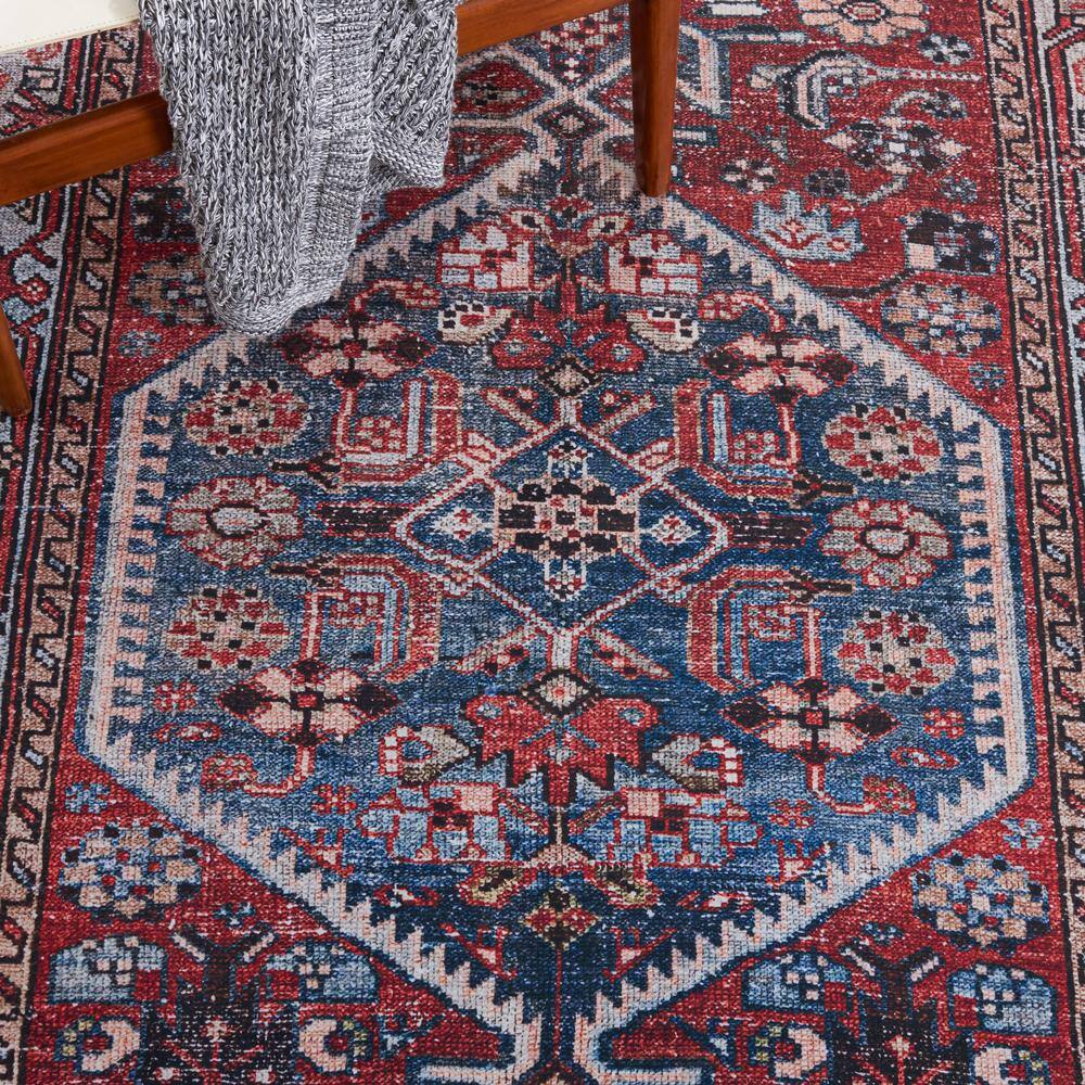 Tucson 3' x 5' Blue and Rust Machine Washable Area Rug