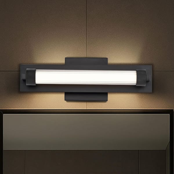 Larissa 14 in. Black Integrated LED Vanity Light Bar with Opaque Glass Cover