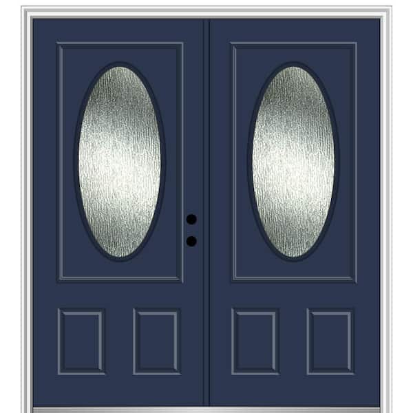 MMI Door 72 in. x 80 in. Left-Hand/Inswing Rain Glass Naval Fiberglass Prehung Front Door on 4-9/16 in. Frame