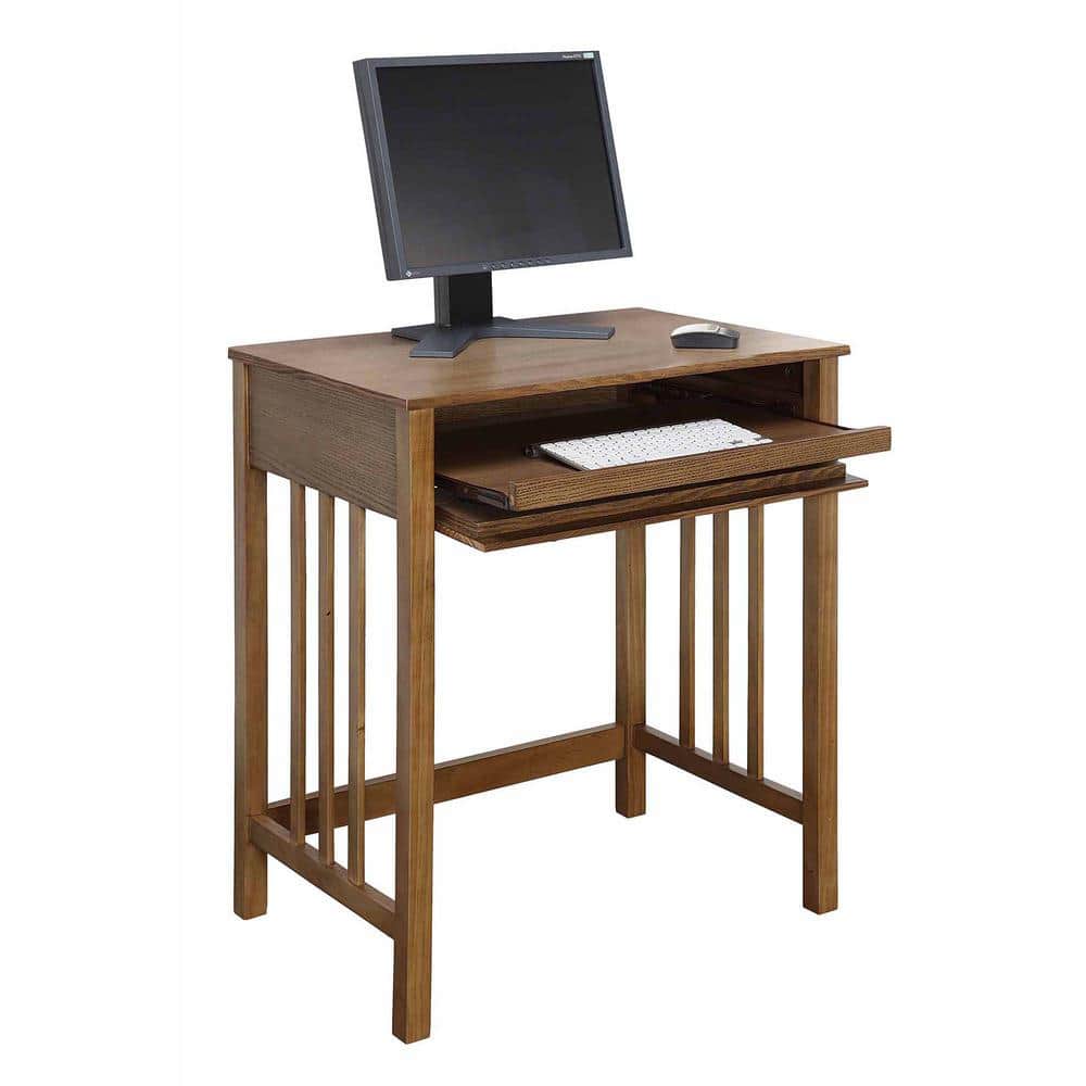 Espresso Solid Ash Veneer 26" Computer Desk with Keyboard Tray and Drawer