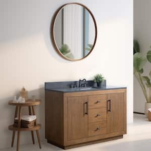 48 in. W x 21.5 in. D x 34 in. H Single Sink Bathroom Vanity in Tan with Black Limestone Top
