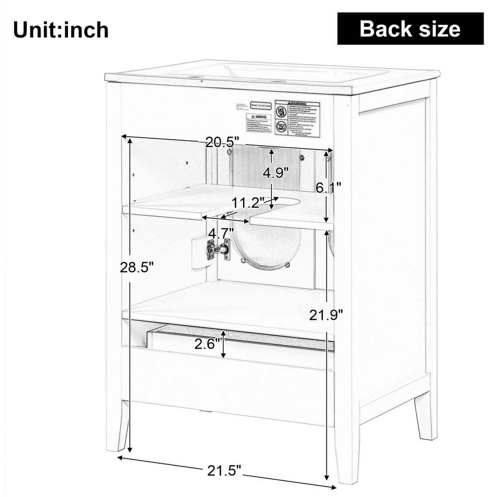 White 24" Freestanding Bathroom Vanity with Ceramic Sink