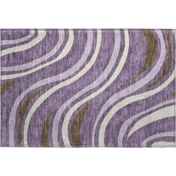 Mayfield Premium Machine Washable Abstract AMF2490 Plum 2 ft. x 3 ft. Accent Rug