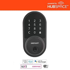 Round Aged Bronze Smart Wi-Fi Deadbolt Powered by Hubspace