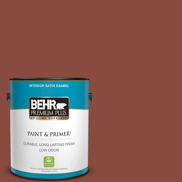 BEHR PREMIUM PLUS 1 gal. #PMD-42 Mission Tile Satin Enamel Low Odor Interior Paint & Primer