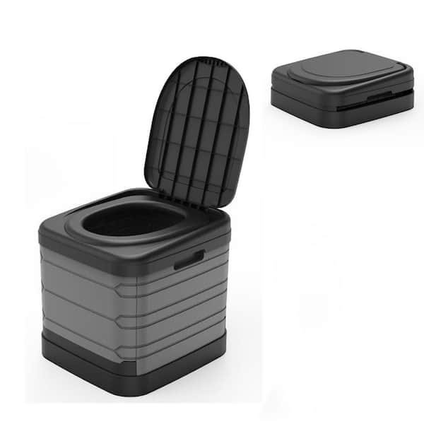 Non-electric Extra Large Waterless Composting Toilet System Upgraded Portable Collapsible Tall Gray 16.7 in. High
