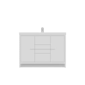 Sortino 48 in. W x 19 in. D Bath Vanity in White with Acrylic Vanity Top in White with White Basin