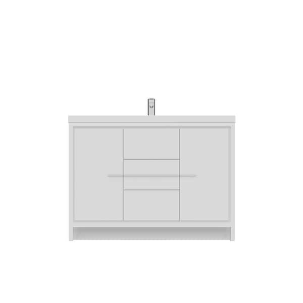 Alya Bath Sortino 48 in. W x 19 in. D Bath Vanity in White with Acrylic Vanity Top in White with White Basin