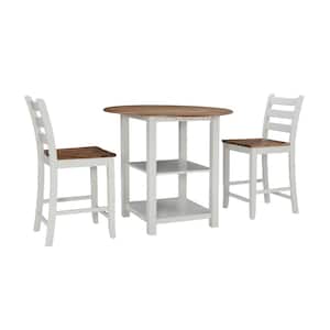 Lenney Light Grey and Natural Wood Finish 3-Piece Counter Height Dining Set
