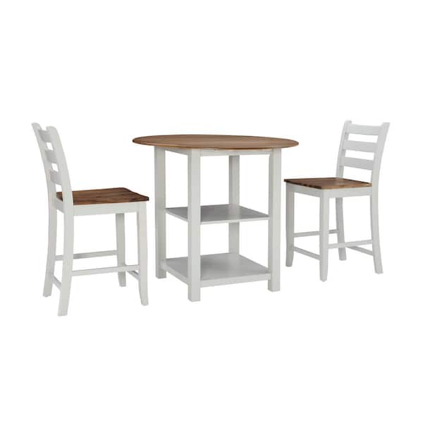 Lenney Counter Height 3-Piece Square Gray Wood Top Dining Room Set Seats 2