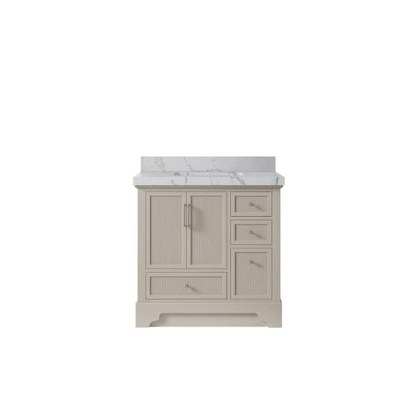 Willow Collections Alys 36 in. W x 22 in. D x 36 in. H Single Sink Bath Vanity Center in Fine Grain with 2 in. Venatino Qt. Top