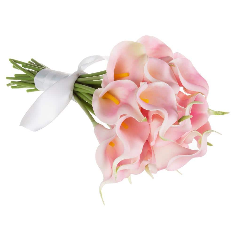 Coral Pink Artificial Lily Floral Arrangement with Tin Wire Stems