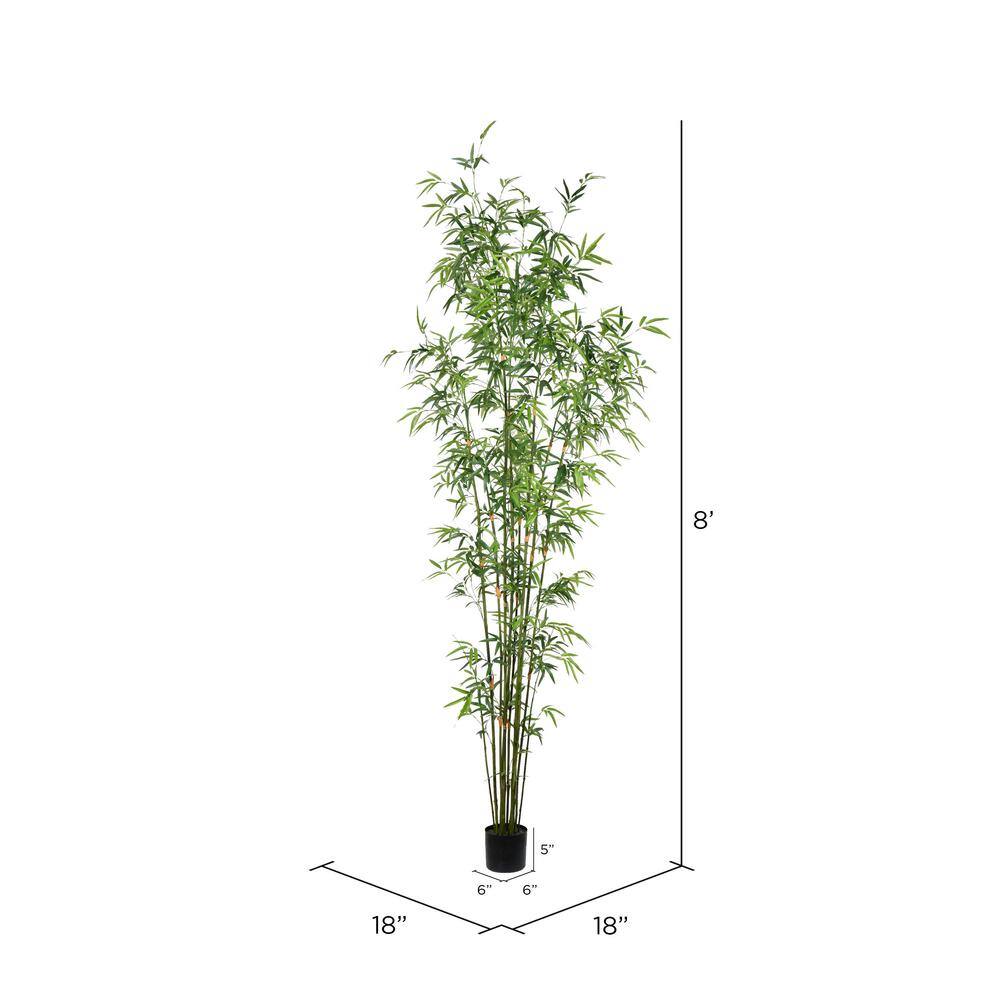 8' Green Artificial Potted Bamboo Tree with Black Pot