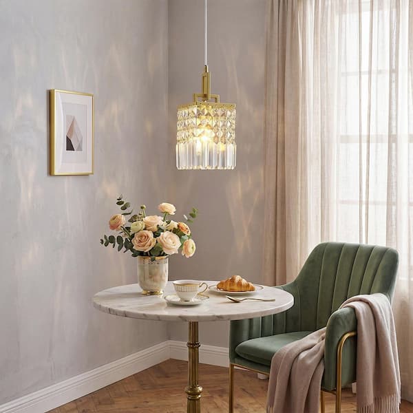 ZPBSJ LED Kristall Hängeleuchte Gold – Quadratische Mini Leuchte Für Kücheninsel & Wohnzimmer