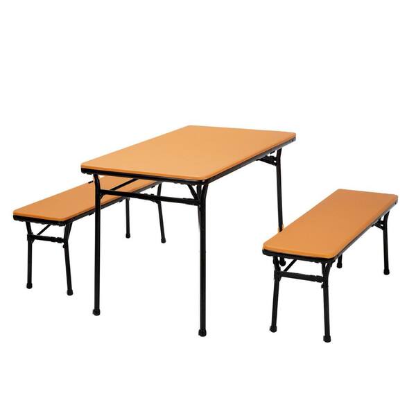 Cosco 3-Piece Orange Portable Outdoor Safe Folding Table Bench Set