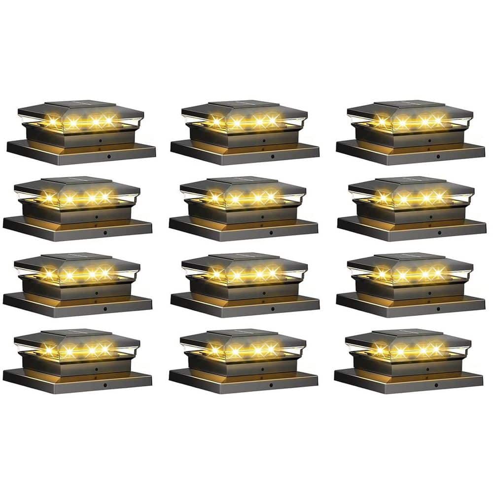 12-Pack Waterproof Black Solar Post Cap Lights with Warm/Cool White Lighting for 4 x 4, 5 x 5, 6 x 6 Vinyl/Wooden Posts price history on PriceWatchPro