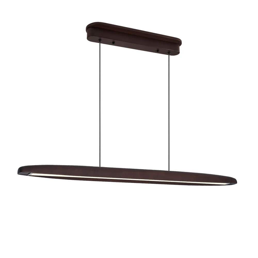 51 in. 1-Light Black Walnut Wooden LED Chandelier Pendant Light with Remote Control, Adjustable Hanging Light price history on PriceWatchPro