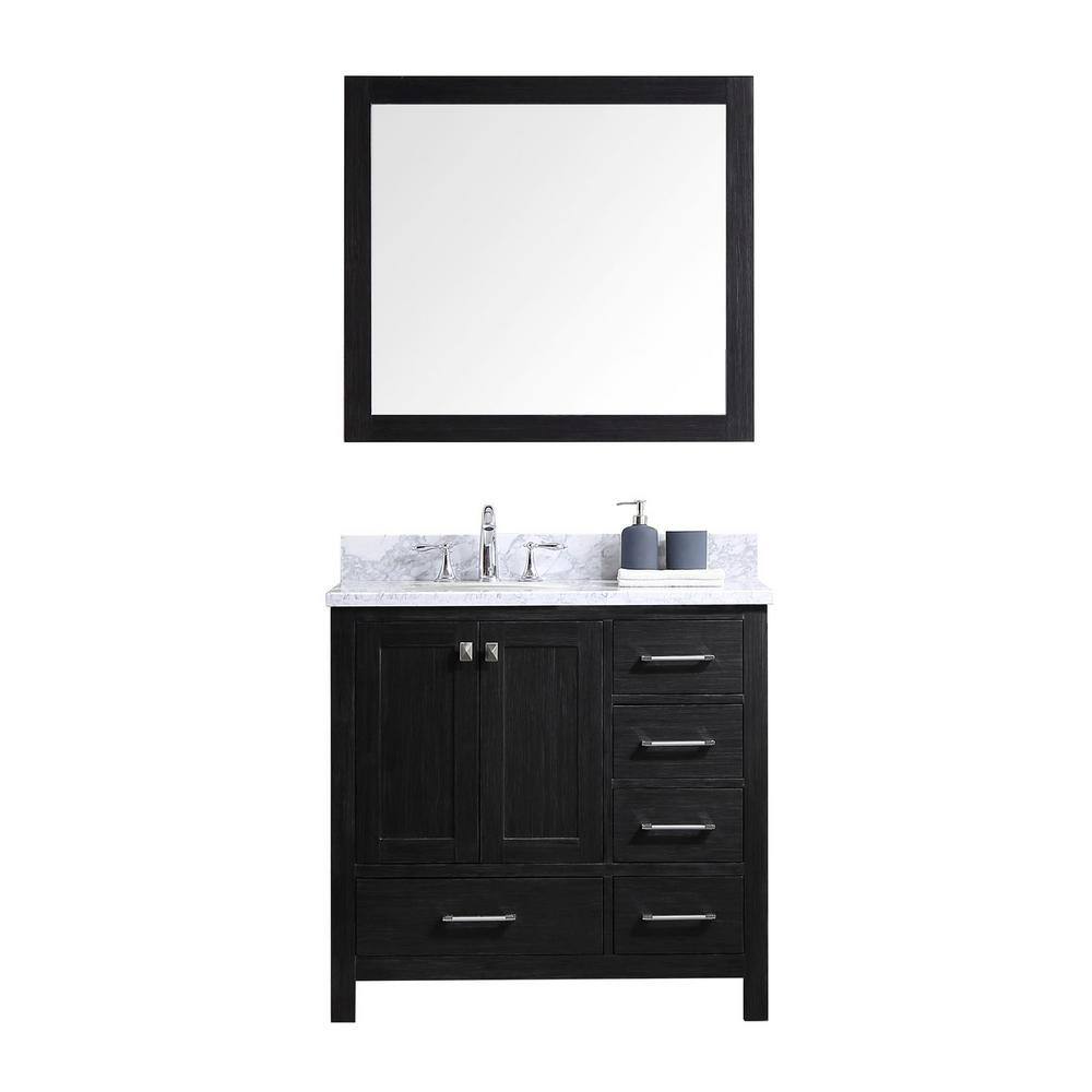 Virtu USA Caroline Premium 36 in. W Bath Vanity in Zebra Gray with ...