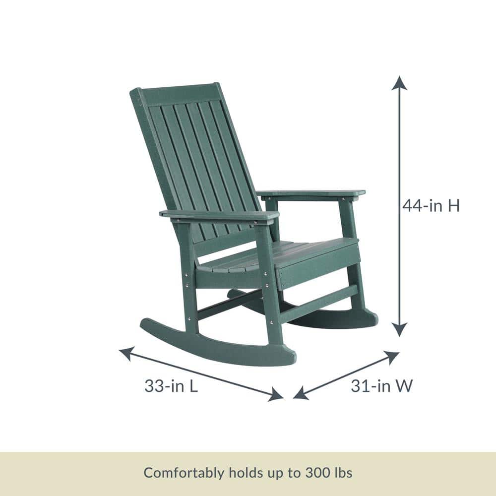 Hunter Green Tek-Wood Adirondack Rocking Chair with Arms