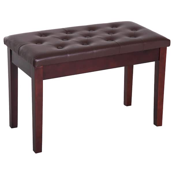 HOMCOM Brown Faux Leather 2-Person Piano Bench 19.75 in. x 14.25 in. x 30 in.