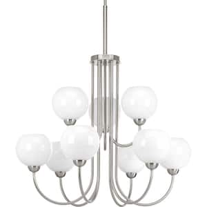 Carisa Collection 9-Light Brushed Nickel Chandelier with Shade
