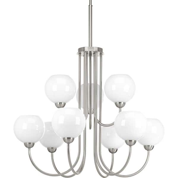 Progress Lighting Carisa Collection 9-Light Brushed Nickel Chandelier with Shade