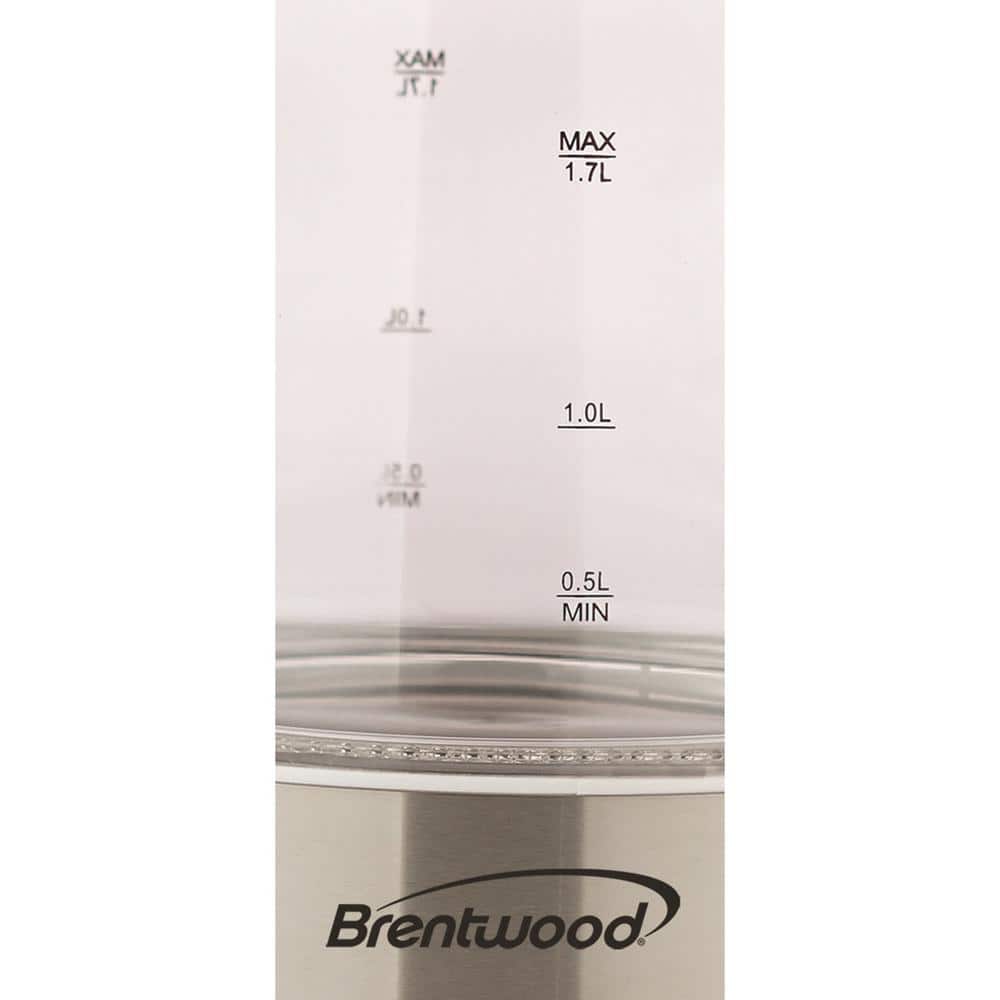 Brentwood 1.7L White Glass Electric Tea Kettle with LED Light