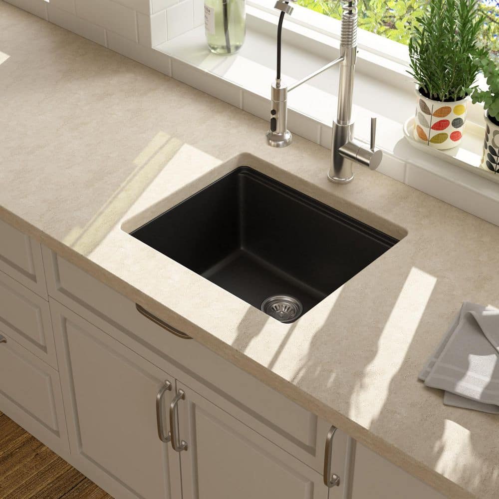"21"" Undermount Bar Sink Single Bowl Quartz Composite Workstation Kitchen Sink in Matte Black-21 in. x 18 in. x 10 in." price history on PriceWatchPro