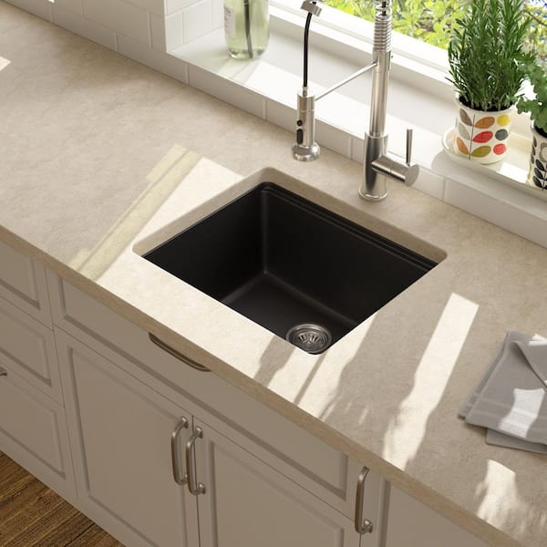 21" Undermount Bar Sink Single Bowl Quartz Composite Workstation Kitchen Sink in Matte Black-21 in. x 18 in. x 10 in.