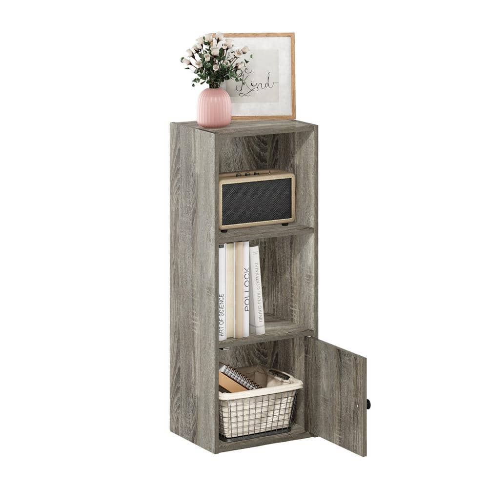 French Oak Compact Wood Bookcase with Door Storage