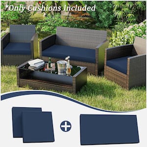 36 in. x 18 in. (3-Piece) Outdoor Patio Replacement Seat Cushions Fit for Loveseat Lounge Chair Furniture Navy Blue