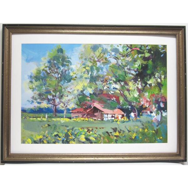 Unbranded 34.75 in. x 27.25 in. Summer Cottage Framed Wall Art