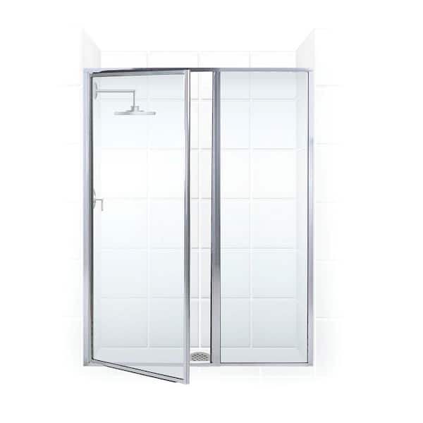 Legend 50.5 in. to 52 in. x 66 in. Framed Hinge Swing Shower Door with Inline Panel in Chrome with Clear Glass