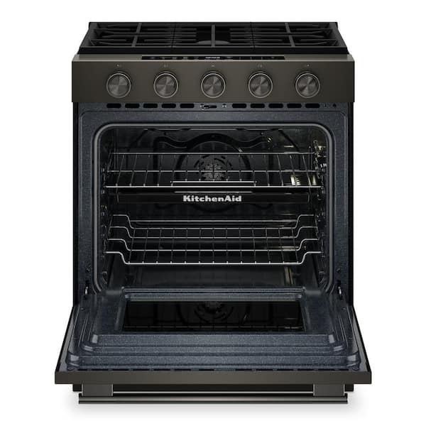 30 in. 5 Element Slide-In Gas Range in Black Ore wih 2-in-1 Burner
