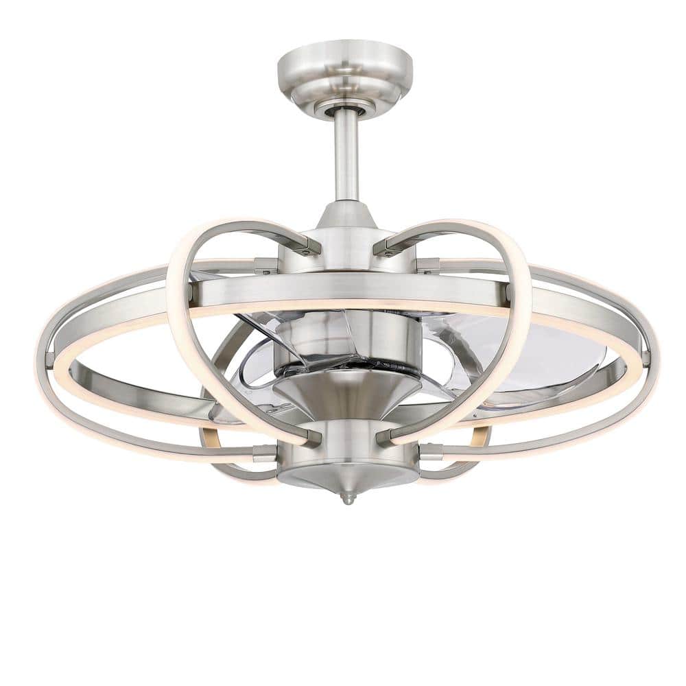FANIMATION Obvi 26.43 in. Integrated LED Indoor Brushed Nickel Ceiling Fan  with Light Kit FP3050BN - The Home Depot