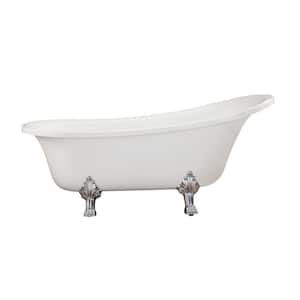 Geneva 69 in. Acrylic Flatbottom Non-Whirlpool Soaking Bathtub in White