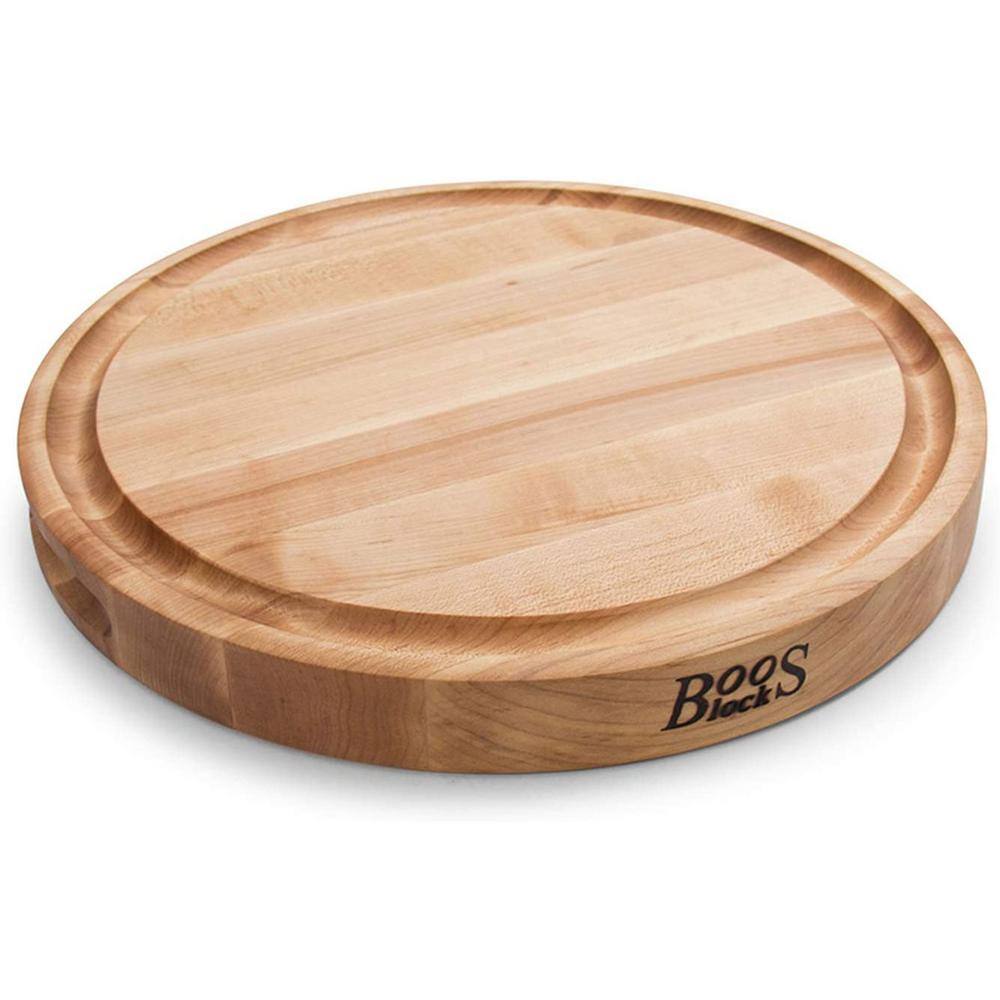 Maple Wood Round Cutting Board with Juice Groove, 15" Diameter