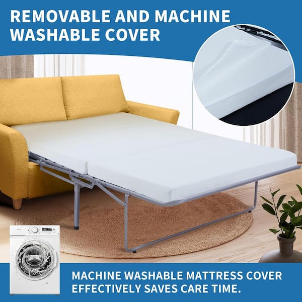 BOZTIY Foldable Sofa Bed Replacement Mattress Memory Foam 4 in. Pull Out Sofa Bed Mattress Full Size Sofa Not Included I1327144 WT FHD01