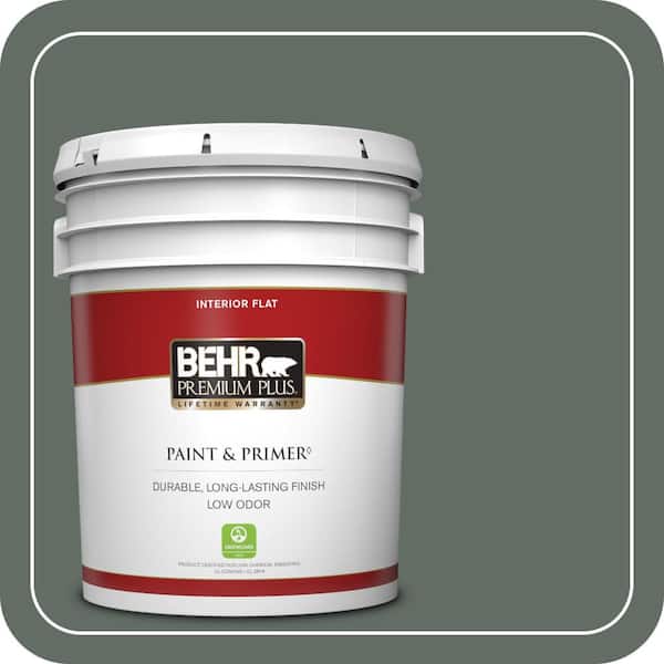 BEHR PREMIUM PLUS 5 gal. #700F-6 Dense Shrub Flat Low Odor Interior Paint & Primer