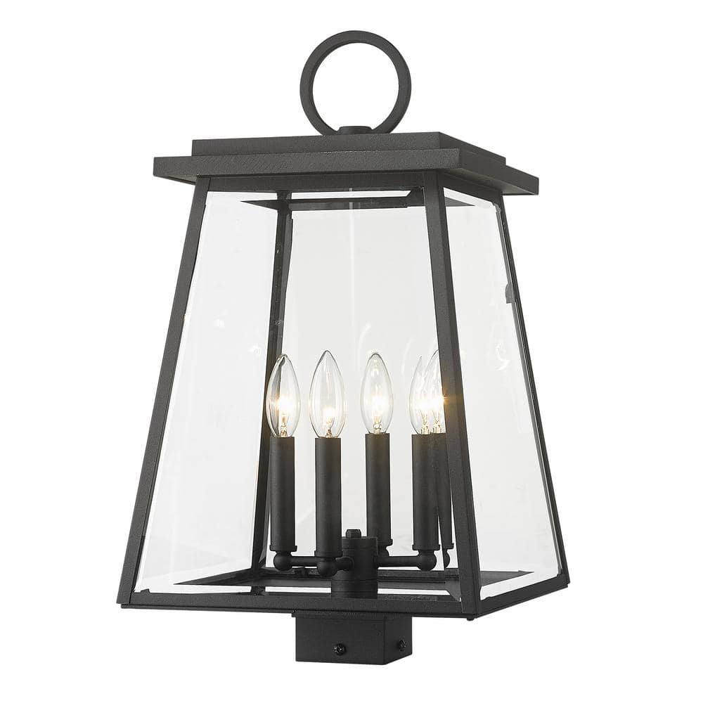 Broughton 4-Light Black Aluminum Hardwired Outdoor Weather Resistant Post L